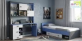 Biurko młodzieżowe z nadstawką BLUE Y15 (130x55 cm) – Grafit / Lazurowy Błękit / Biel