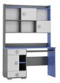 Biurko młodzieżowe z nadstawką BLUE Y15 (130x55 cm) – Grafit / Lazurowy Błękit / Biel