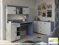 Nowoczesne biurko dla dziecka i młodzieży BLUE Y34 z nadstawką i szafką (130x55 cm)