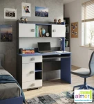 Nowoczesne biurko dla dziecka i młodzieży BLUE Y34 z nadstawką i szafką (130x55 cm)