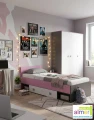 Szafa młodzieżowa PINK Y44 145x53x190 cm (Grafit / Róż / Biel)