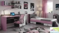 Łóżko Młodzieżowe PINK Y19 90x200 z Szufladami Grafit/Róż/Biel Uniwersalne