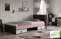Łóżko Młodzieżowe PINK Y19 90x200 z Szufladami Grafit/Róż/Biel Uniwersalne