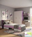 Łóżko Młodzieżowe PINK Y19 90x200 z Szufladami Grafit/Róż/Biel Uniwersalne