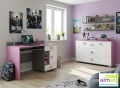 Komoda młodzieżowa PINK Y42 120x40 cm (Grafit / Róż / Biel)
