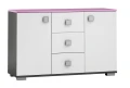 Komoda młodzieżowa PINK Y42 120x40 cm (Grafit / Róż / Biel)
