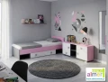 Komoda młodzieżowa PINK Y32 120x40 cm – Róż / Grafit / Biel