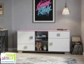 Komoda młodzieżowa PINK Y32 120x40 cm – Róż / Grafit / Biel