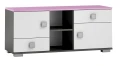 Komoda młodzieżowa PINK Y32 120x40 cm – Róż / Grafit / Biel