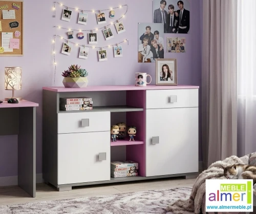 Nowoczesna komoda młodzieżowa PINK Y31 do pokoju nastolatki (120x40 cm)