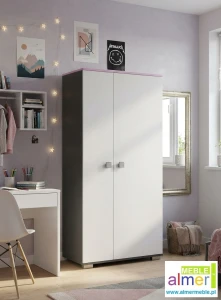 Szafa dla dziecka PINK Y24 90x53 cm (Grafit/Róż/Biel)