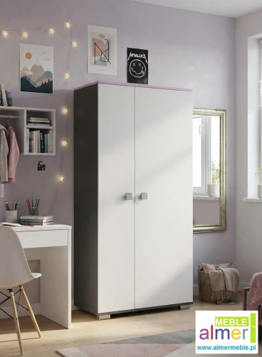 Szafa dla dziecka PINK Y24 90x53 cm (Grafit/Róż/Biel)