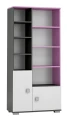Regał młodzieżowy PINK Y22 90x40 wys. 190 cm (Grafit / Róż / Biel)