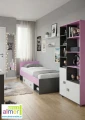 Regał młodzieżowy PINK Y22 90x40 wys. 190 cm (Grafit / Róż / Biel)