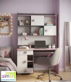 Nowoczesne biurko młodzieżowe PINK Y15 z nadstawką i szafką (130x55 cm)