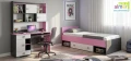 Nowoczesne biurko młodzieżowe PINK Y15 z nadstawką i szafką (130x55 cm)