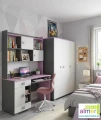 Nowoczesne biurko młodzieżowe PINK Y15 z nadstawką i szafką (130x55 cm)