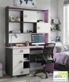 Nowoczesne biurko młodzieżowe PINK Y15 z nadstawką i szafką (130x55 cm)