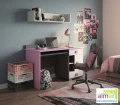 Biurko młodzieżowe PINK Y14 130x55 cm – Grafit / Róż / Biel