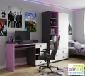 Biurko młodzieżowe PINK Y14 130x55 cm – Grafit / Róż / Biel
