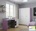 Biurko młodzieżowe PINK Y14 130x55 cm – Grafit / Róż / Biel