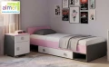 Szafka nocna młodzieżowa PINK Y10 (40x40 cm) biało-różowo-grafitowa