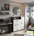 Komoda młodzieżowa PINK Y5 90x40x100 cm – Grafit / Róż / Biel