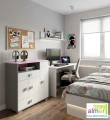 Komoda młodzieżowa PINK Y5 90x40x100 cm – Grafit / Róż / Biel