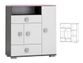 Komoda młodzieżowa PINK Y5 90x40x100 cm – Grafit / Róż / Biel
