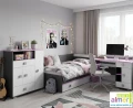 Komoda młodzieżowa PINK Y5 90x40x100 cm – Grafit / Róż / Biel