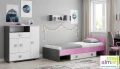 Komoda młodzieżowa PINK Y5 90x40x100 cm – Grafit / Róż / Biel