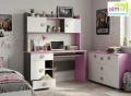 Biurko młodzieżowe z nadstawką PINK Y34 130x55x160 cm – Grafit / Róż / Biel