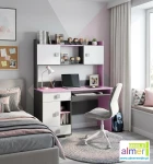 Biurko młodzieżowe z nadstawką PINK Y34 130x55x160 cm – Grafit / Róż / Biel
