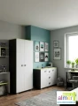 Szafa młodzieżowa GREEN Y43 90x53x190 cm – Grafit / Limonka / Biel