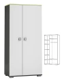 Szafa młodzieżowa GREEN Y43 90x53x190 cm – Grafit / Limonka / Biel
