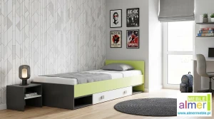 Nowoczesne łóżko młodzieżowe GREEN Y18 z pojemną szufladą