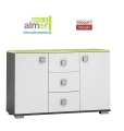 Komoda młodzieżowa GREEN Y42 120x40x76 cm – grafit / limonka / biel