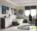 Komoda młodzieżowa GREEN Y42 120x40x76 cm – grafit / limonka / biel