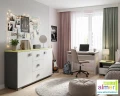 Komoda młodzieżowa GREEN Y42 120x40x76 cm – grafit / limonka / biel