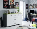 Komoda młodzieżowa GREEN Y42 120x40x76 cm – grafit / limonka / biel