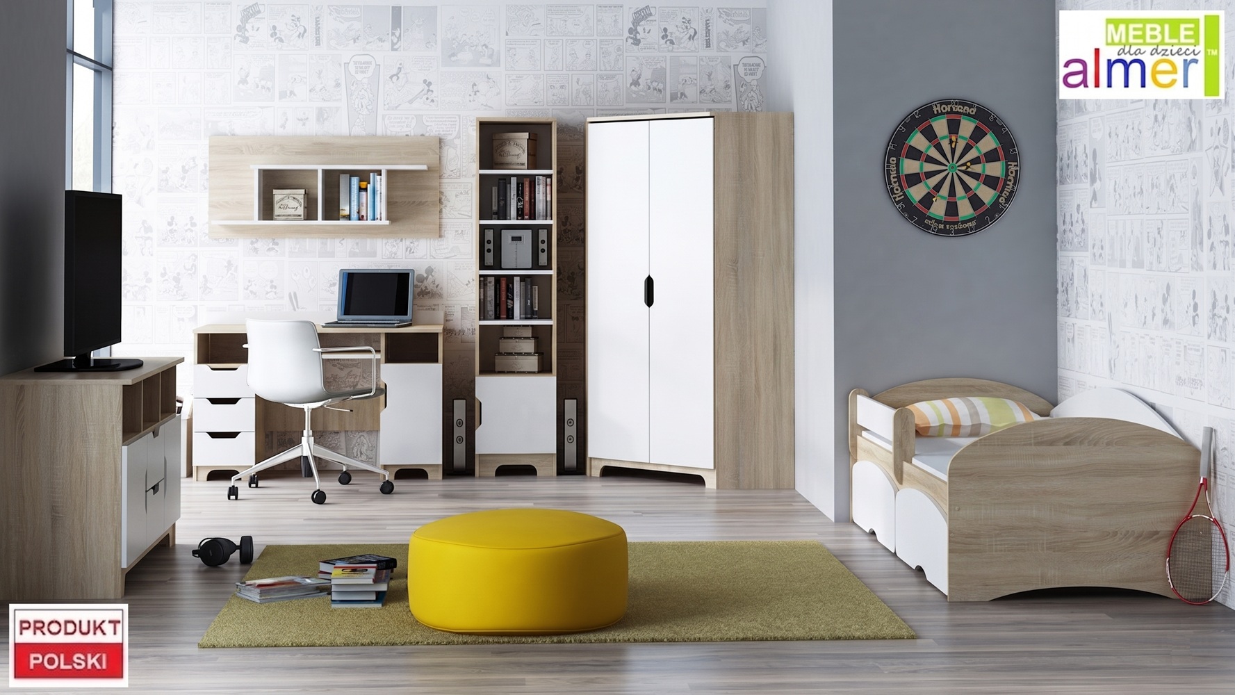 meble dla dzieci nowoczesne loftowe sonoma biały